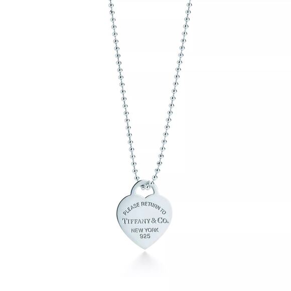 Tiffany & Co Return to Tiffany Large Heart Necklace 925 Silver Ball Chain 32 in - Picture 1 of 10